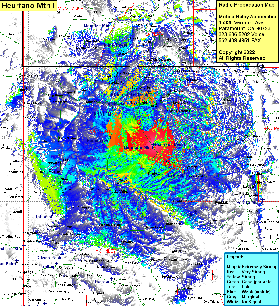 heat map radio coverage Heurfano Mtn II
